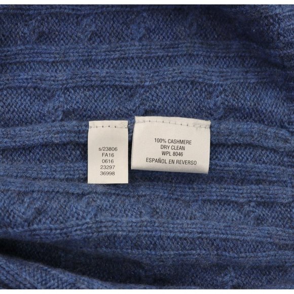 Club Room 100% Cashmere Sweater Men's XL Blue Crew Neck Cable Knit Pullover - Picture 4 of 4